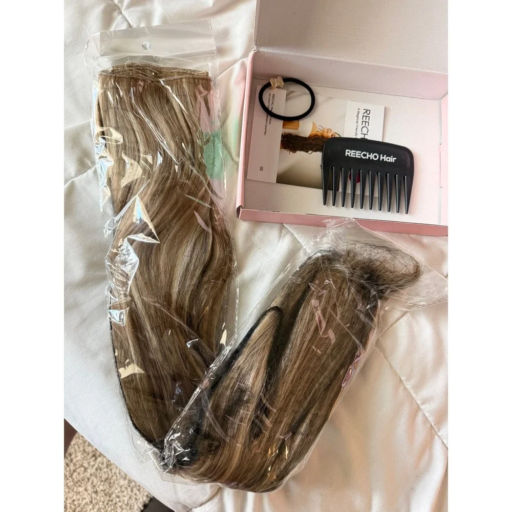 REECHO‎ 24 Inch Ash Brown Blonde Highlights Clip In Hair Extensions 5pc 240g